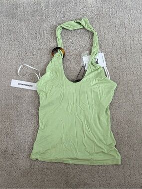Princess Polly Light Green Halter Tank with Tortoise Ring
